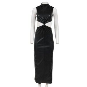 brown leather bandeau dress Strapless Faux Leather Midi Dress – New York & Company main image 0